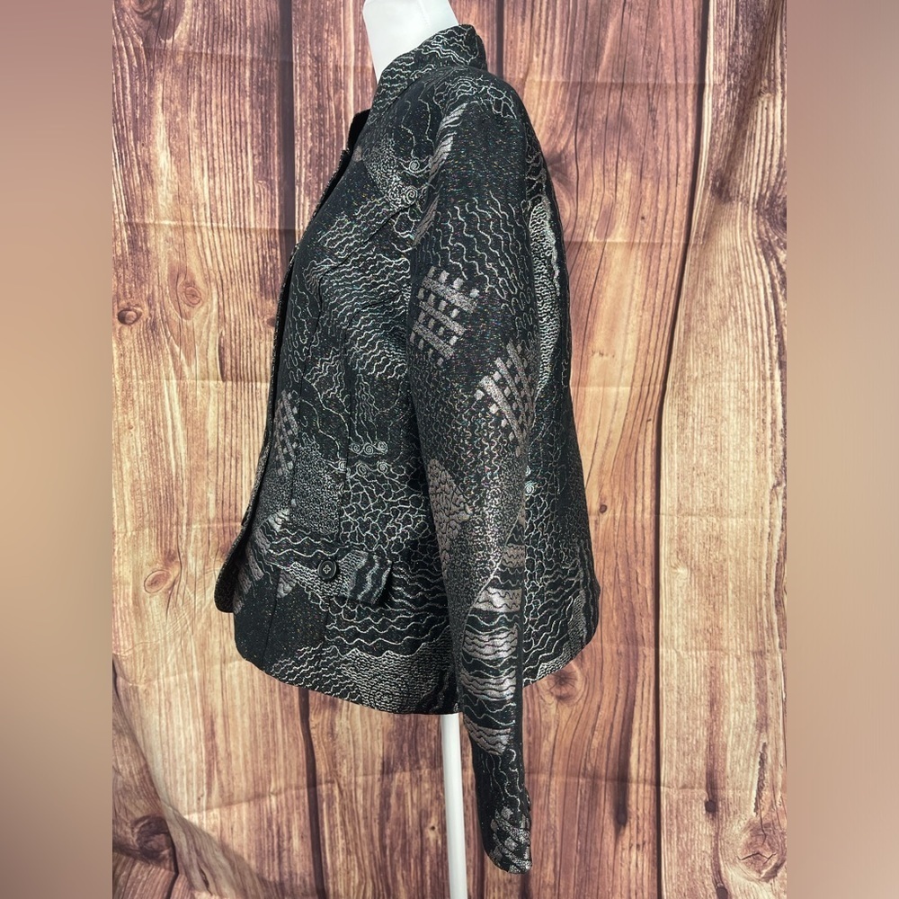 Chico’s beautiful black and rainbow metallic thread dressy blazer jacket size 2 - Picture 5 of 17
